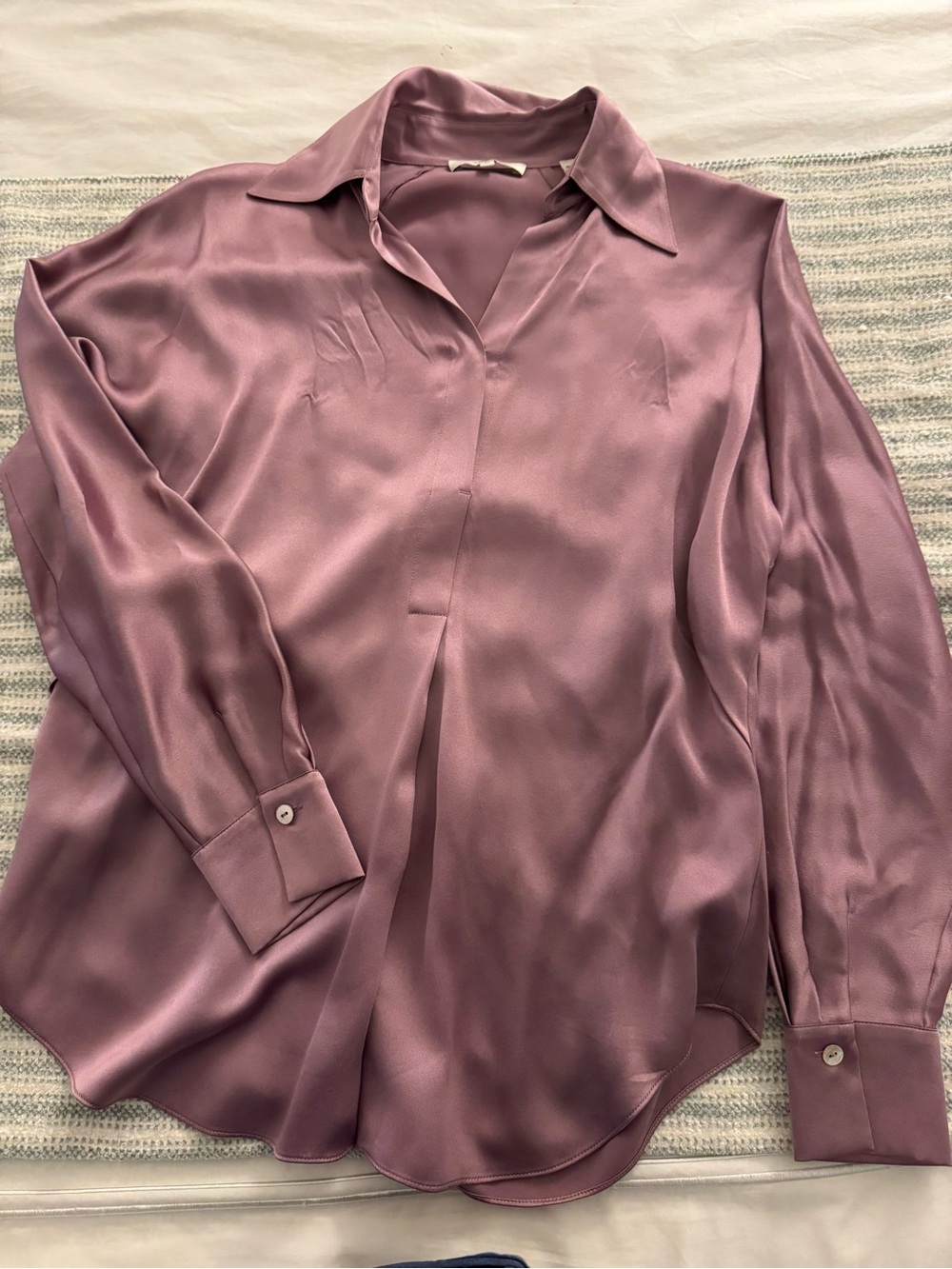 Vince silk mauve collared blouse